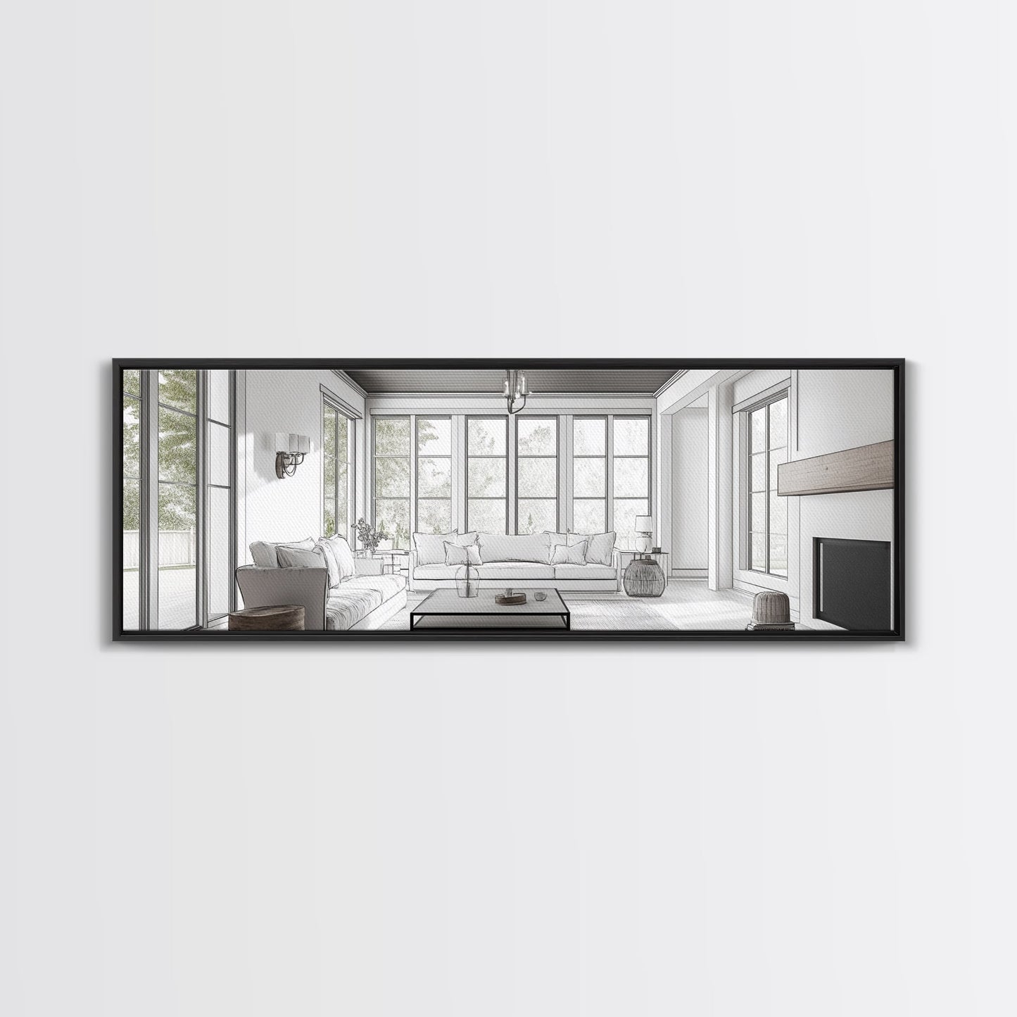 Extra Wide Canvas Print Living Room Art Modern Wabi Sabi Art Panoramic Neutral Design Rustic Farmhouse Minimalist Wall Decor