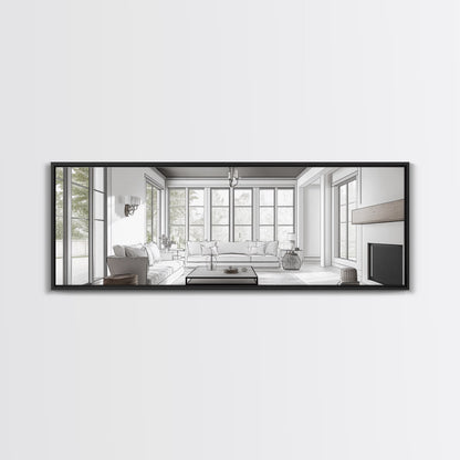 Extra Wide Canvas Print Living Room Art Modern Wabi Sabi Art Panoramic Neutral Design Rustic Farmhouse Minimalist Wall Decor