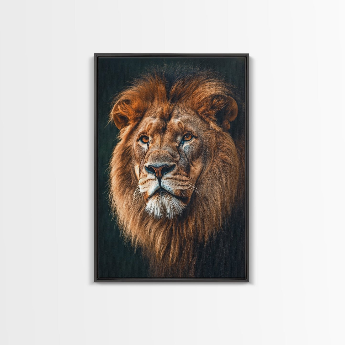 Majestic Lion Portrait Framed Canvas Print – African Art, Rustic Decor, Living Room Wall Art, Gift Idea Wildlife Inspired Home Art
