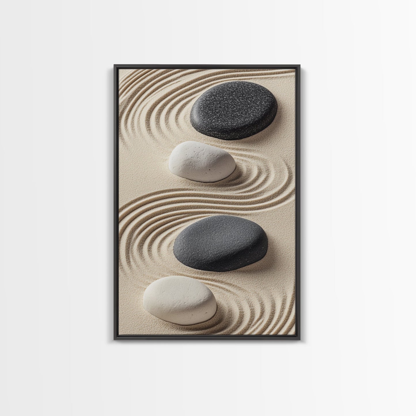 Black White Zen Stones Canvas Print Minimalist Zen Wall Art Wabi Sabi Artwork Rustic Zen Decor Living Room Art Bedroom Artwork