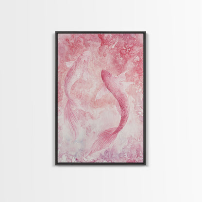 Canvas Print Koi Fish Painting Pink Abstract Art Zen Wall Art Minimalist Artwork Living Room Decor Gift Idea Bedroom Wall Art