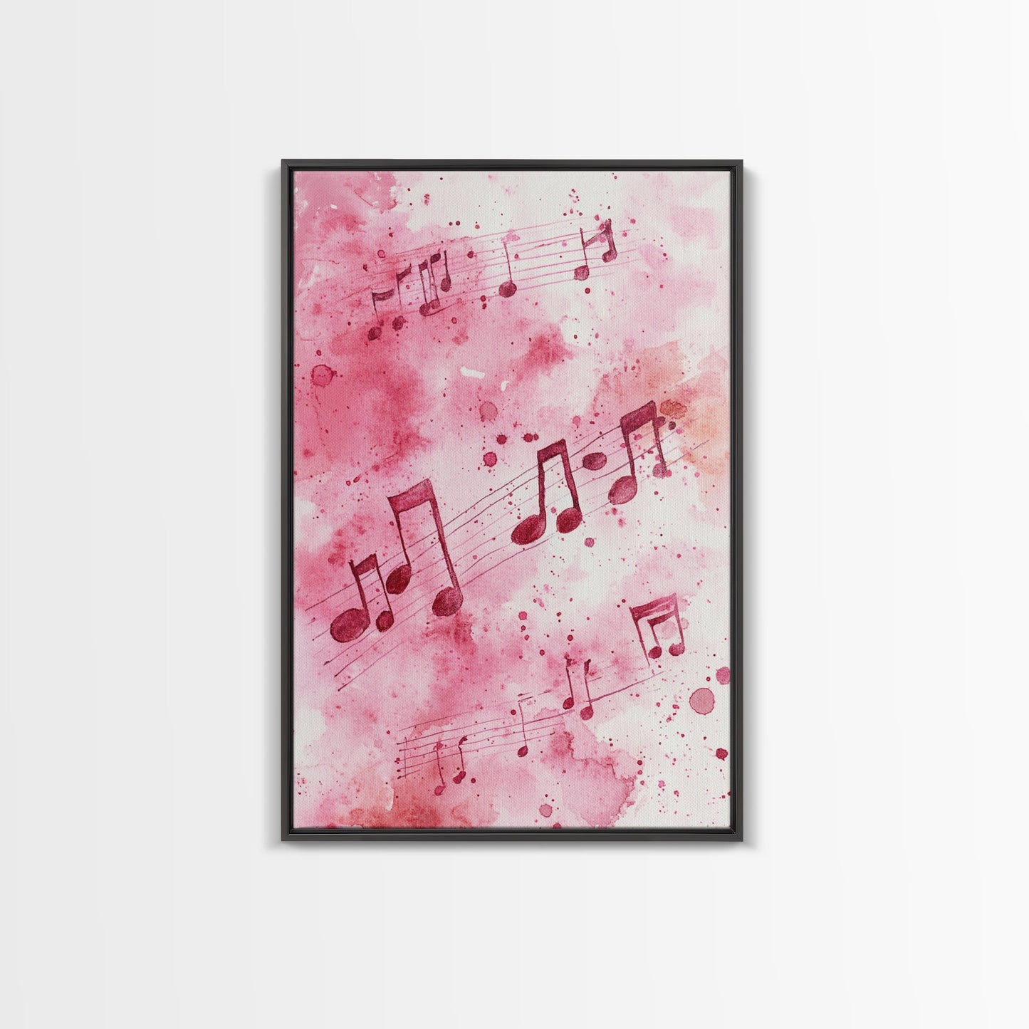 Musical Notes Canvas Print, Pink Abstract Watercolor Art, Music Lovers Gift, Therapy Wall Art, Light Pink Bedroom Living Room Decor