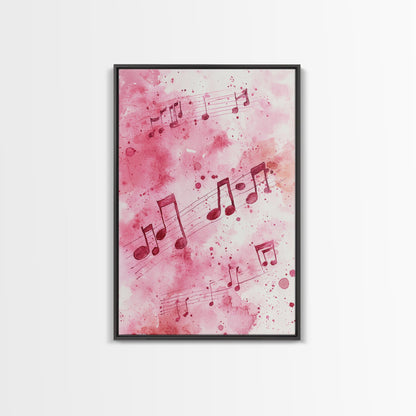 Musical Notes Canvas Print, Pink Abstract Watercolor Art, Music Lovers Gift, Therapy Wall Art, Light Pink Bedroom Living Room Decor