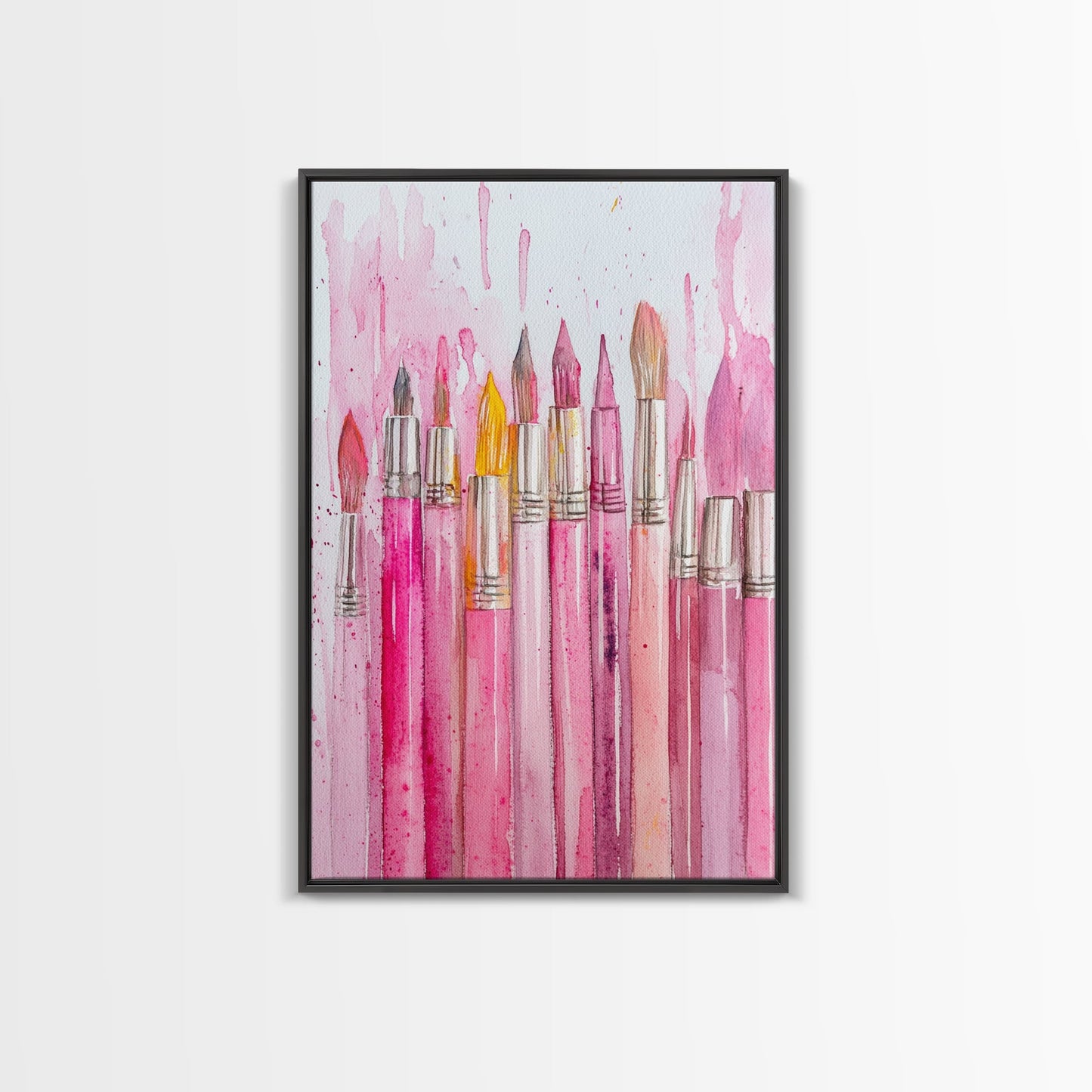 Painterly Brushes Canvas Print Pink Abstract Art Whimsical Art Rustic Decor Minimalist Dorm Wall Art Gift Idea Art Nouveau