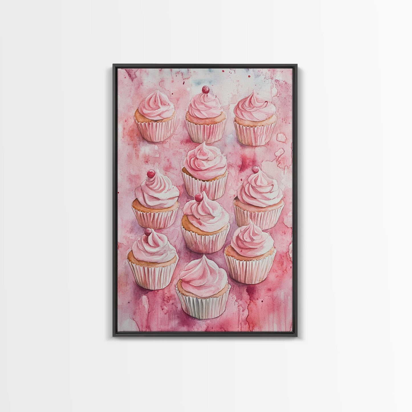 Pink Cupcakes Canvas Print Food Review Kitchen Art Dessert Wall Art Rustic Farmhouse Decor Gift Idea Pastel Whimsical Artwork