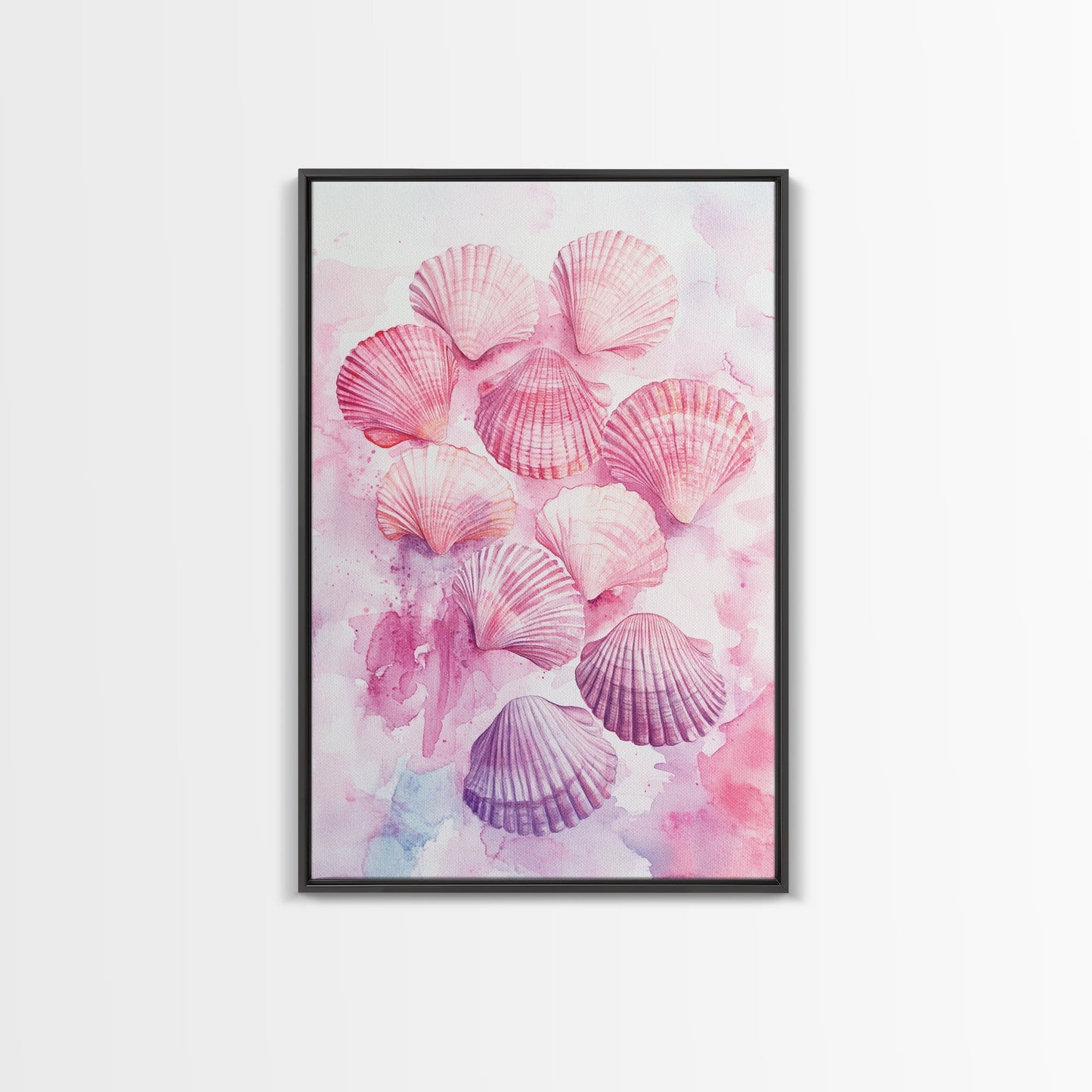 Pink Seashell Collection Framed Canvas Print Coastal Wall Art Nautical Decor Coastal Cowgirl Wall Art Beach House Nautical Painting