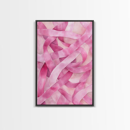 Abstract light pink wall art modern ribbons canvas print perfect addition to minimalist aesthetic boho decor vertical skinny art