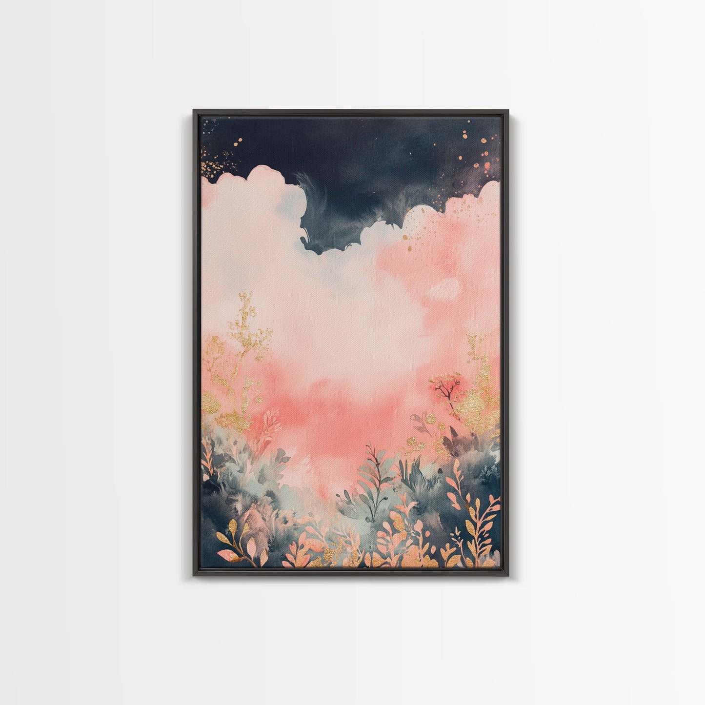 Moody dark romance painting with gold accents framed canvas print autumn-inspired wall decor rustic wabi sabi art farmhouse gift