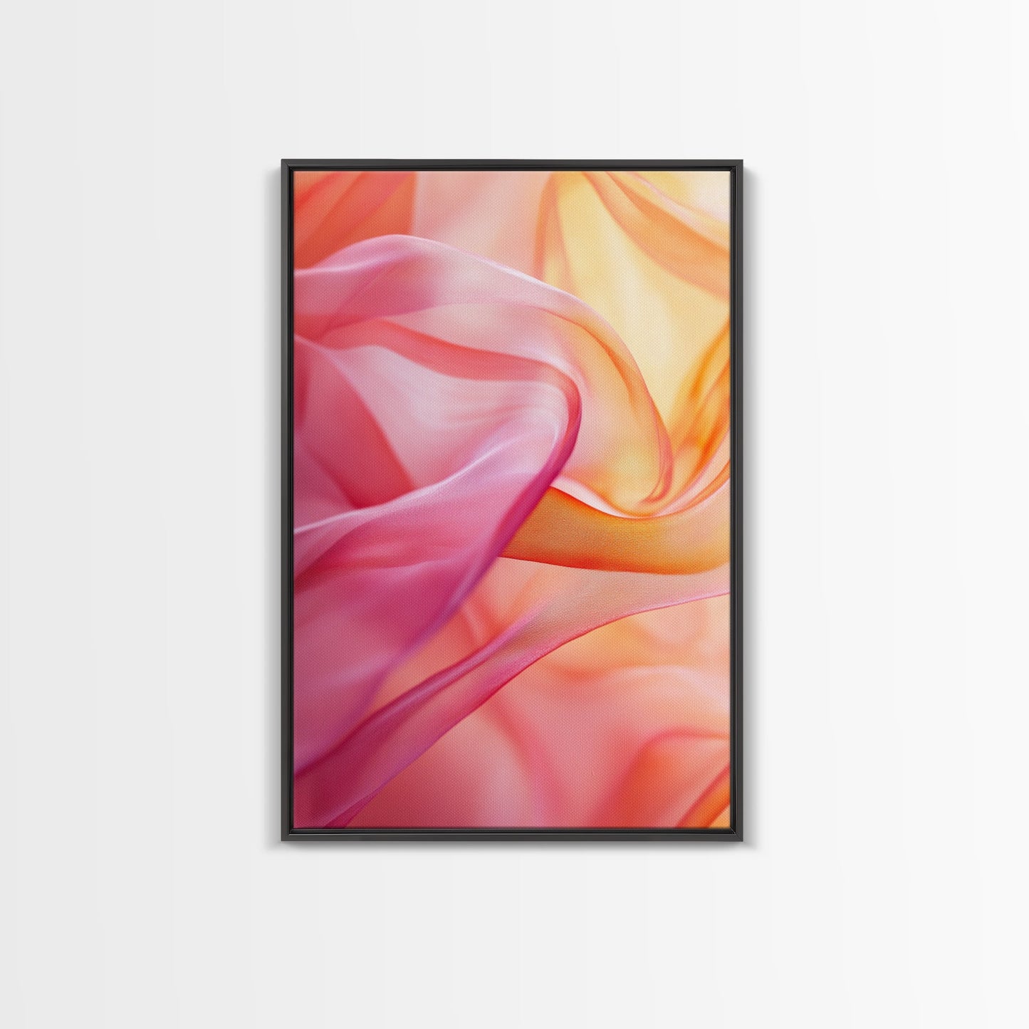 Sheer Pink and Orange Canvas Print with Light Pink Wall Art Aesthetic and Minimalist Zen Decor for Bedroom or Guest Room
