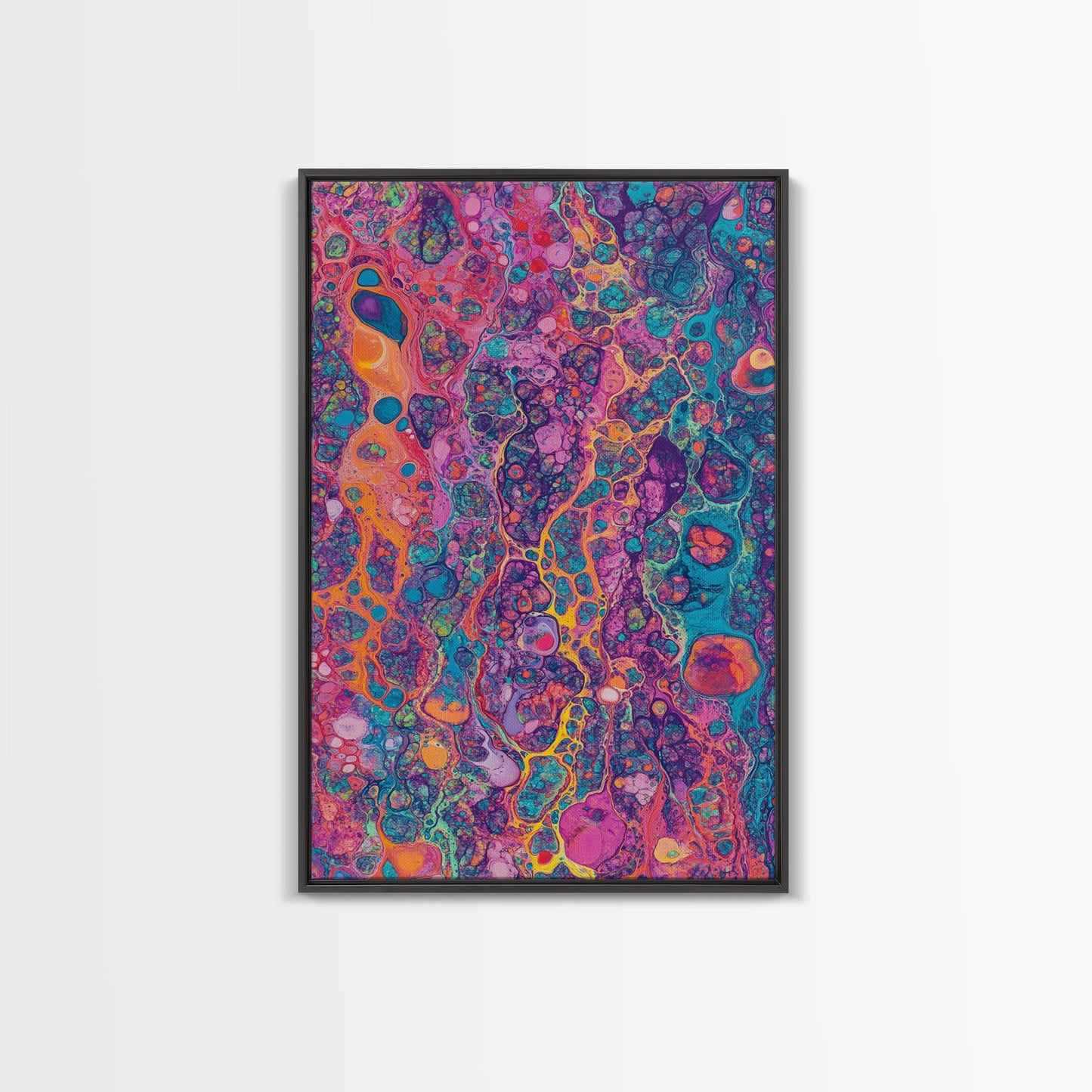 Psychedelic Swirls Abstract Framed Canvas Print Colorful Moody Art Sacred Geometry Wall Art Living Room Boho Decor