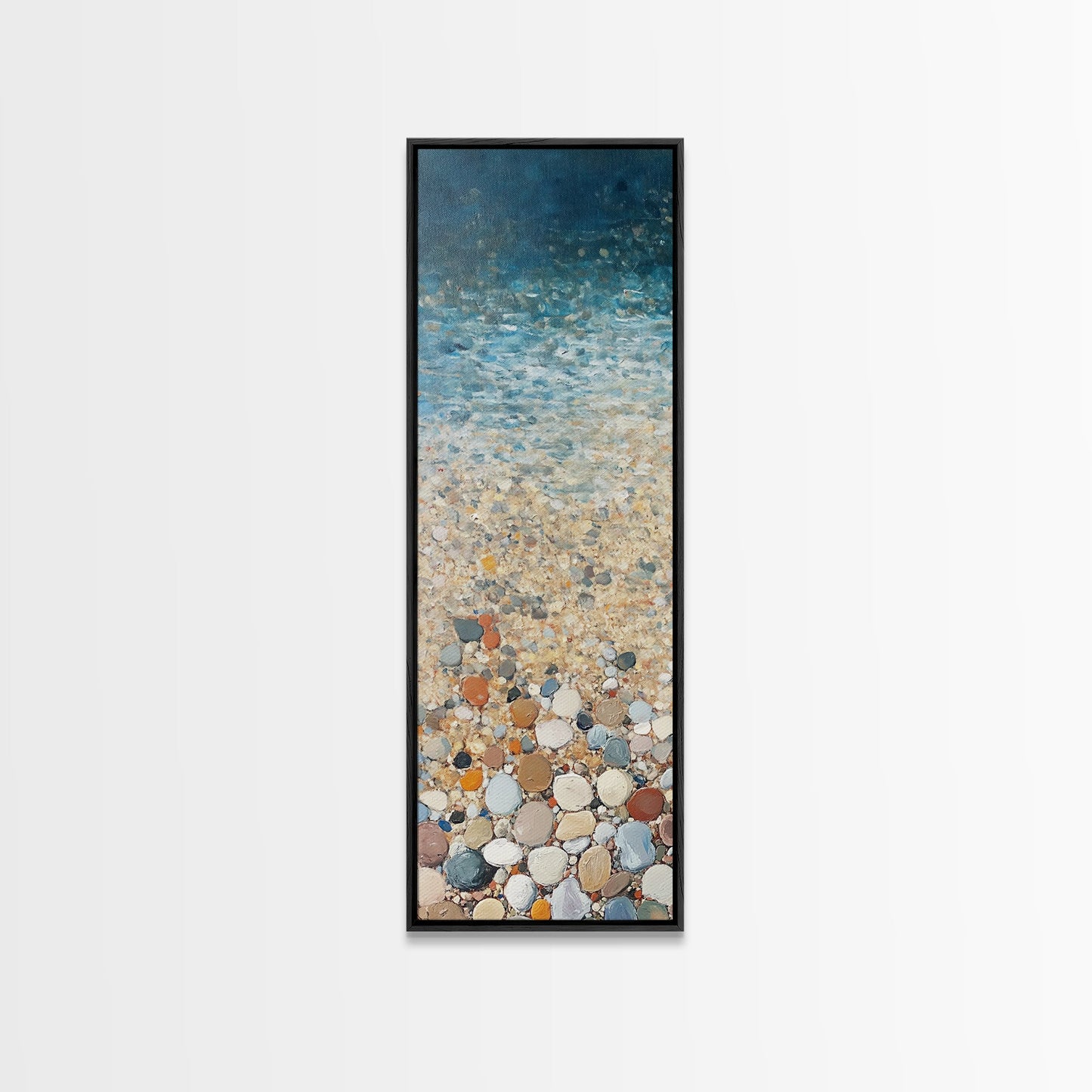 Beach Shoreline, coastal painting, mosaic wall art, ocean decor, nautical wall art, farmhouse art, Framed Canvas Print, rustic decor