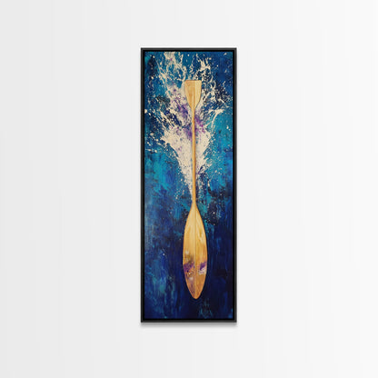 Moody Seascape, horizon painting gray white, smoky mountain art, framed canvas print, extra wide art, landscape painting