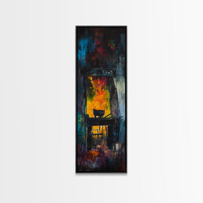 Witch cauldron, dark romance painting, moody art, gothic decor, black magic wall art, Halloween art, framed canvas print