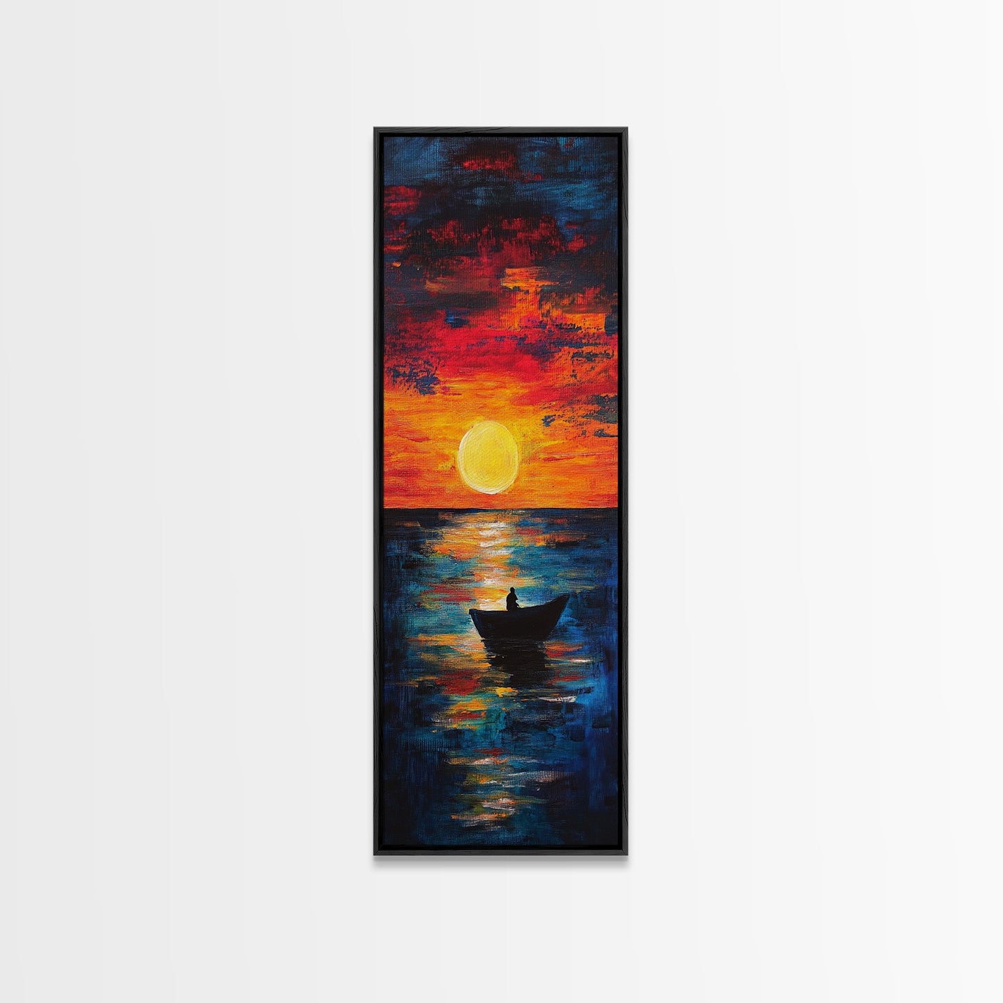 Fisherman Silhouette, Ocean Sunset, Moody Art, Canvas Print, Nautical Wall Art, Boho Art, Rustic Decor, Above Couch Art