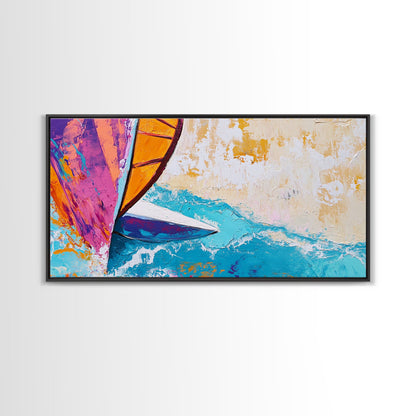 Sailboat Painting, Coastal Art, Nautical Decor, Canvas Print, Surf Wall Art, Ocean Art, Coastal Cowgirl Wall Art, Seascape Painting
