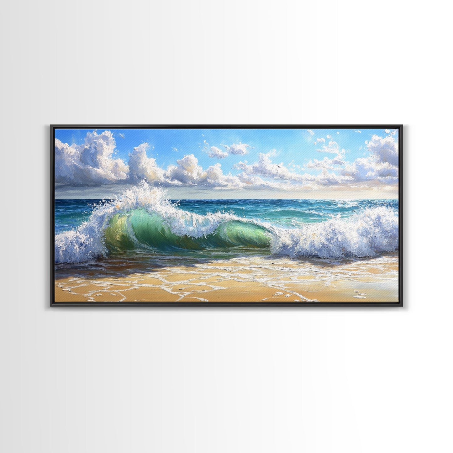 Beach Wave Painting, Coastal Landscape Art, Ocean Wall Art, Surf Wall Art, Nautical Decor, Seascape Art, Horizontal Wall Art, Canvas Print