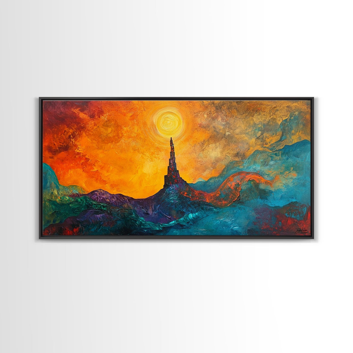 Ozymandias Art, Fantasy Landscape Art, Surreal Painting, Dark Romance Painting, Sunset Wall Art, Horizontal Art, Framed Canvas Print