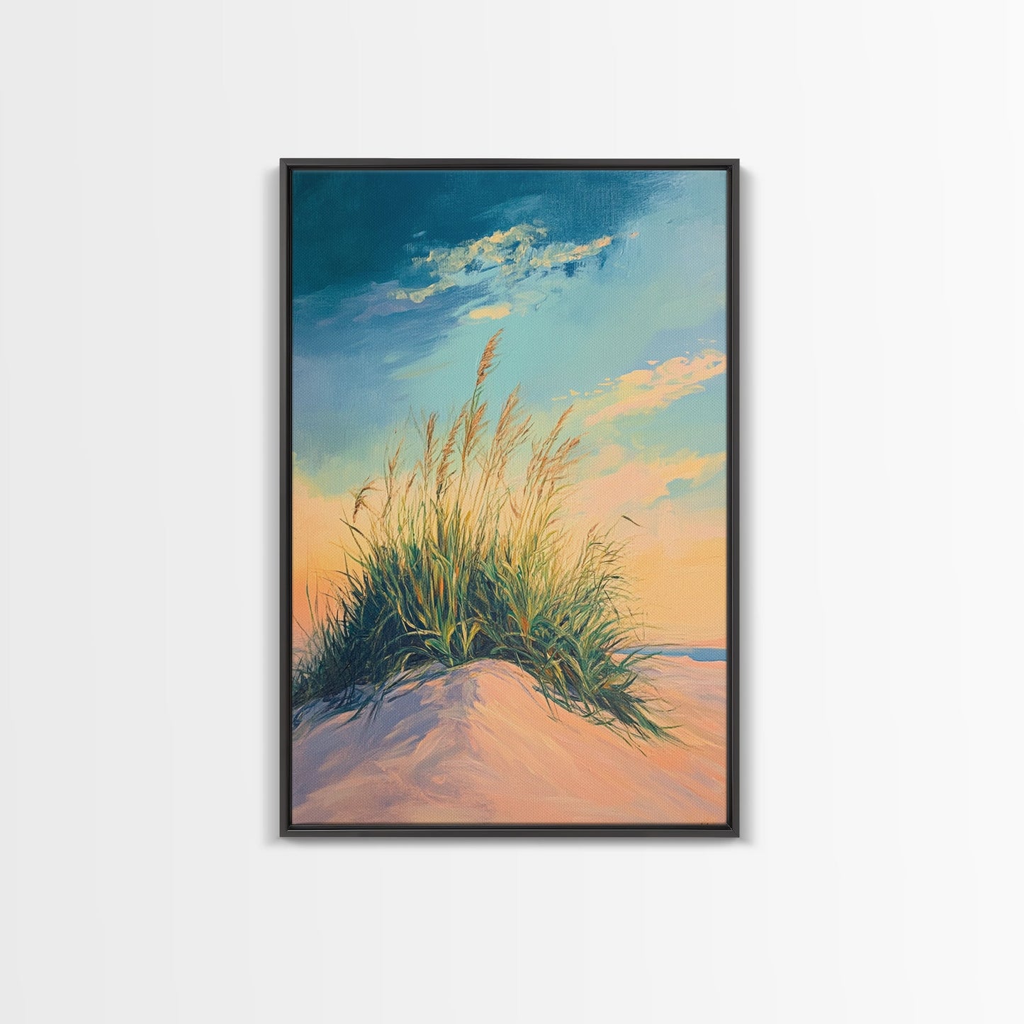 Beach Dune Painting, Coastal Landscape Art, Nautical Wall Art, Nature Wall Decor, Wabi Sabi Art, Framed Canvas Print, Bedroom Wall Art