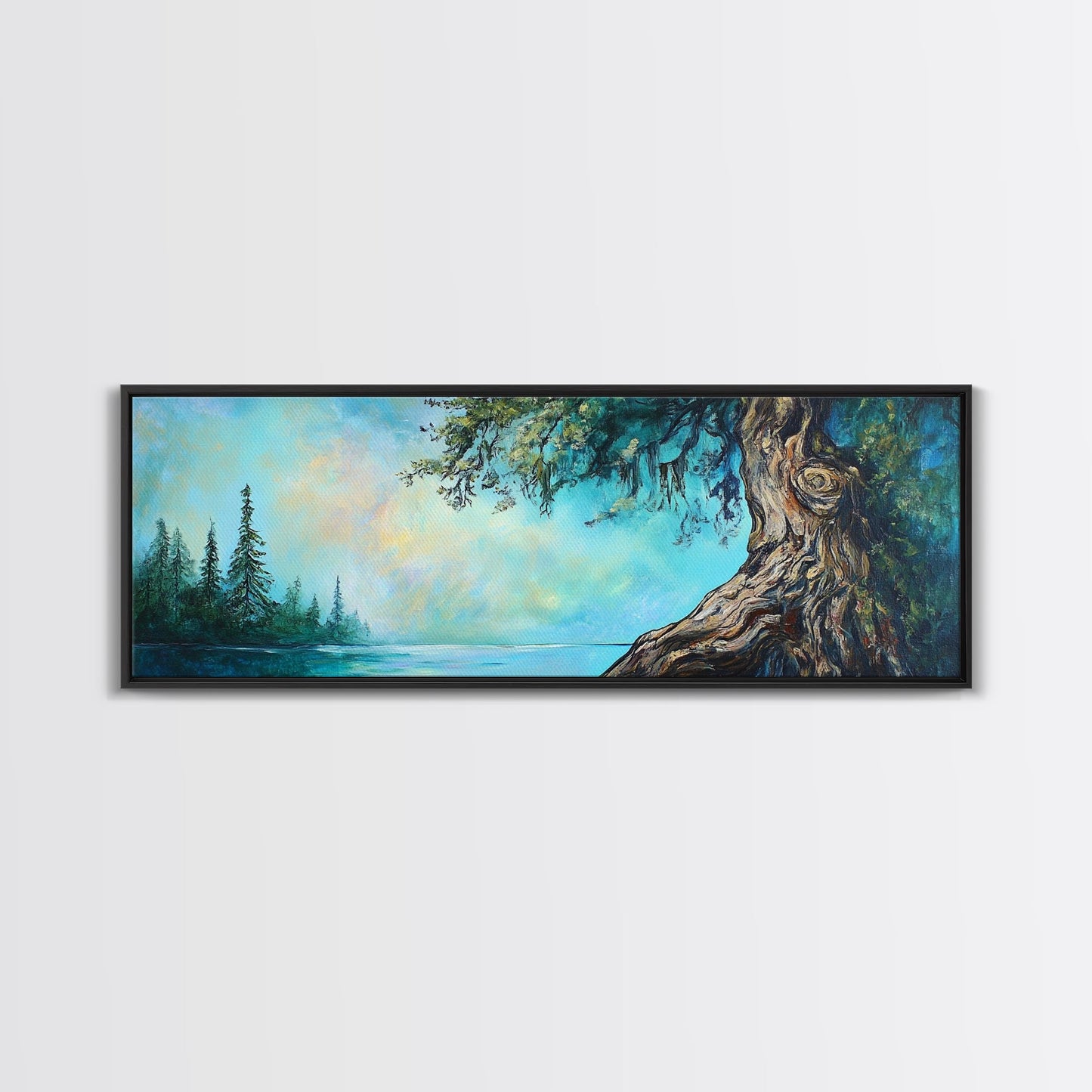 Ancient Tree Serenity Canvas Print Majestic Nature Painting Mystical Forest Art Peaceful Landscape Large Wall Art Living Room