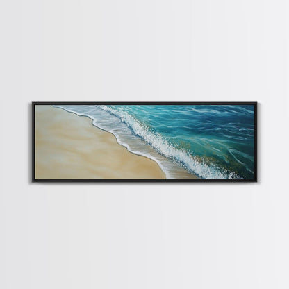 Gentle Ocean Wave Shoreline Canvas Print, Coastal Wall Art, Beach Serenity Painting, Calming Seaside Decor, Zen Living Room Artwork