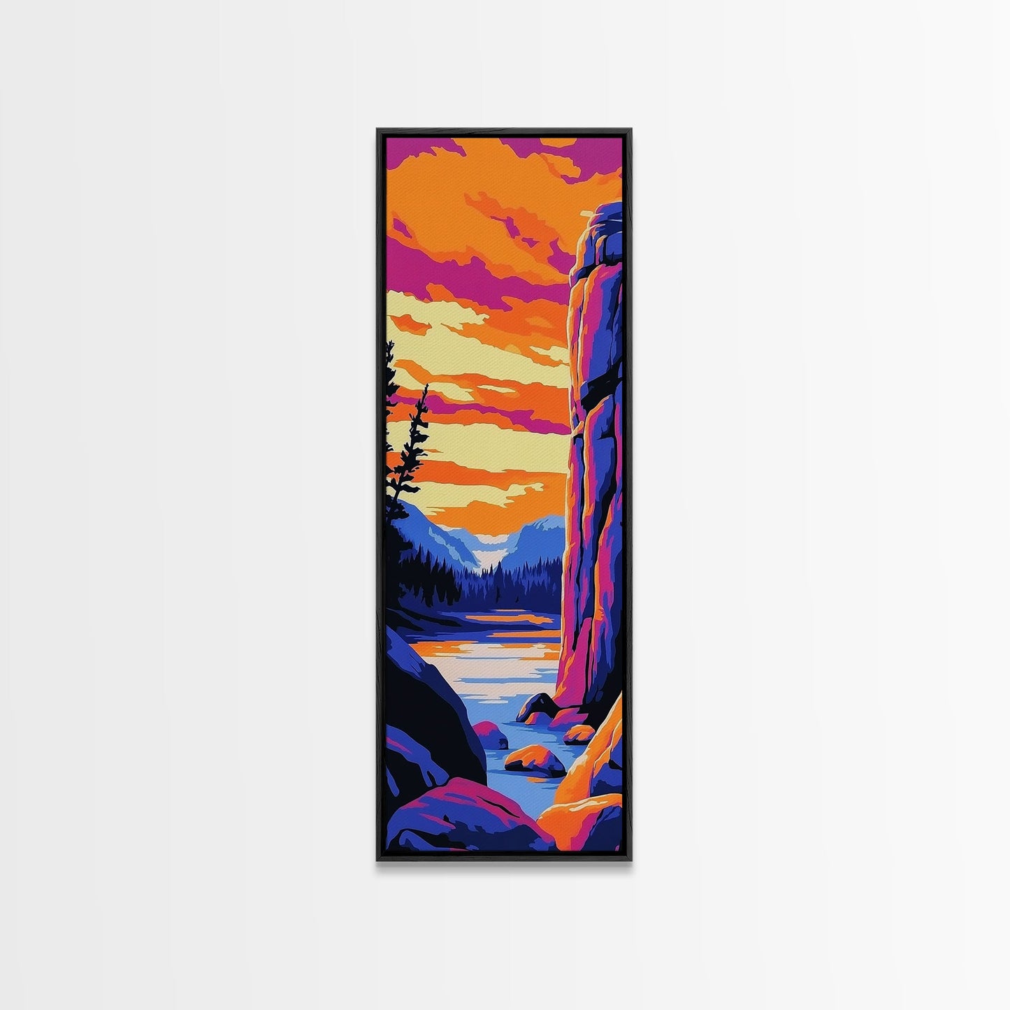 Mountain Cliffs, Nature Adventure, Framed Canvas Print, Hiking Wall Art, Outdoor Explorer Decor, Cabin Wall Art, Landscape Painting