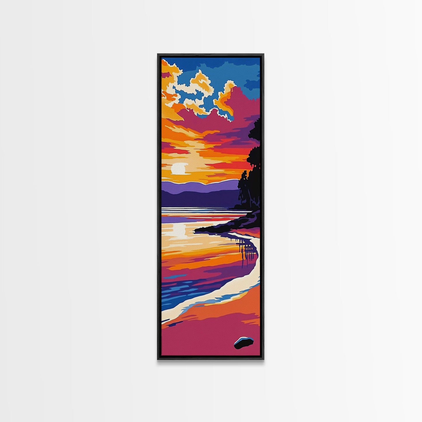 Sunset Beach, Ocean Wall Art, Coastal Decor, Framed Canvas Print, Vibrant Seascape, Modern Home Decor, Living Room Art, Boho Print