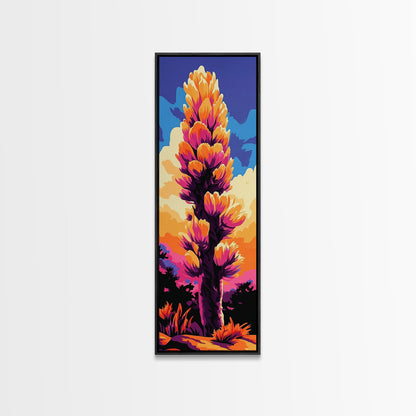 Cactus Bloom, Desert Sunset, Vibrant Nature, Botanical Art, Canvas Print, Boho Wall Art, Bedroom Decor, Living Room Artwork, Gift