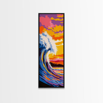 Surf Wave, Sunset Art, Colorful Ocean, Beach Wall Art, Seascape Painting, Vibrant Decor, Coastal Home, Modern Design, Canvas Print