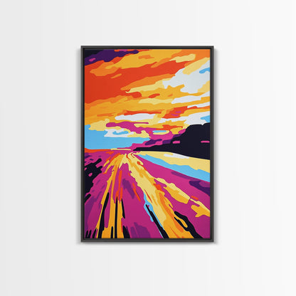 Desert Road, Sunset, Adventure, Canvas Print, Southwest Landscape, Travel Wall Art, Wanderlust Decor, Road Trip, Boho Home Style