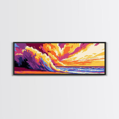 Ocean Wave, Beach Canvas Print, Vibrant Coastal Art, Tropical Wall Art, Framed Canvas Print, Surfing Decor, Colorful Seascape Painting