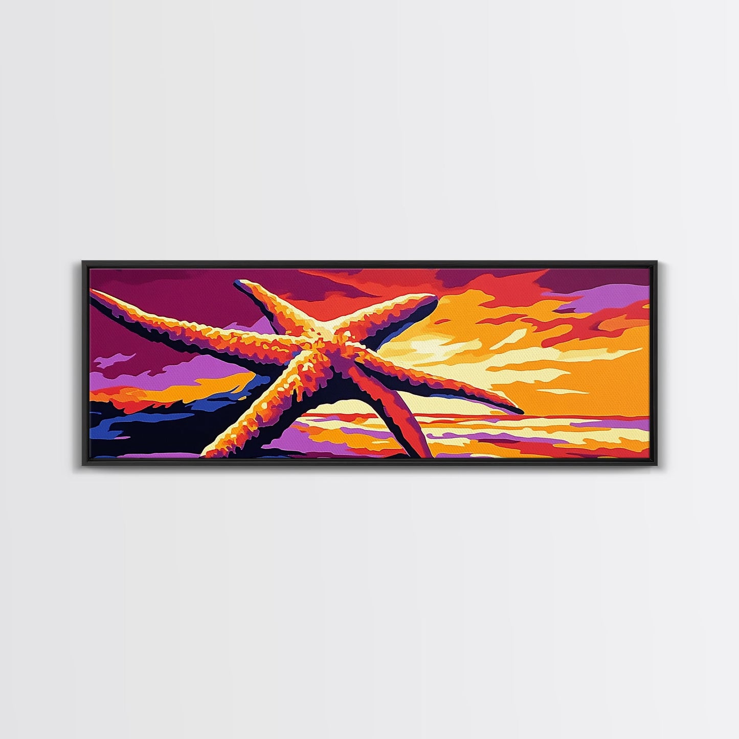 Starfish Sunset, Nautical Wall Art, Coastal Beach Decor, Ocean Scene, Canvas Print, Bold Colors, Seaside Living Room, Summer Vibes
