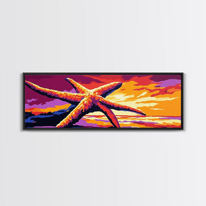 Starfish Sunset, Nautical Wall Art, Coastal Beach Decor, Ocean Scene, Canvas Print, Bold Colors, Seaside Living Room, Summer Vibes