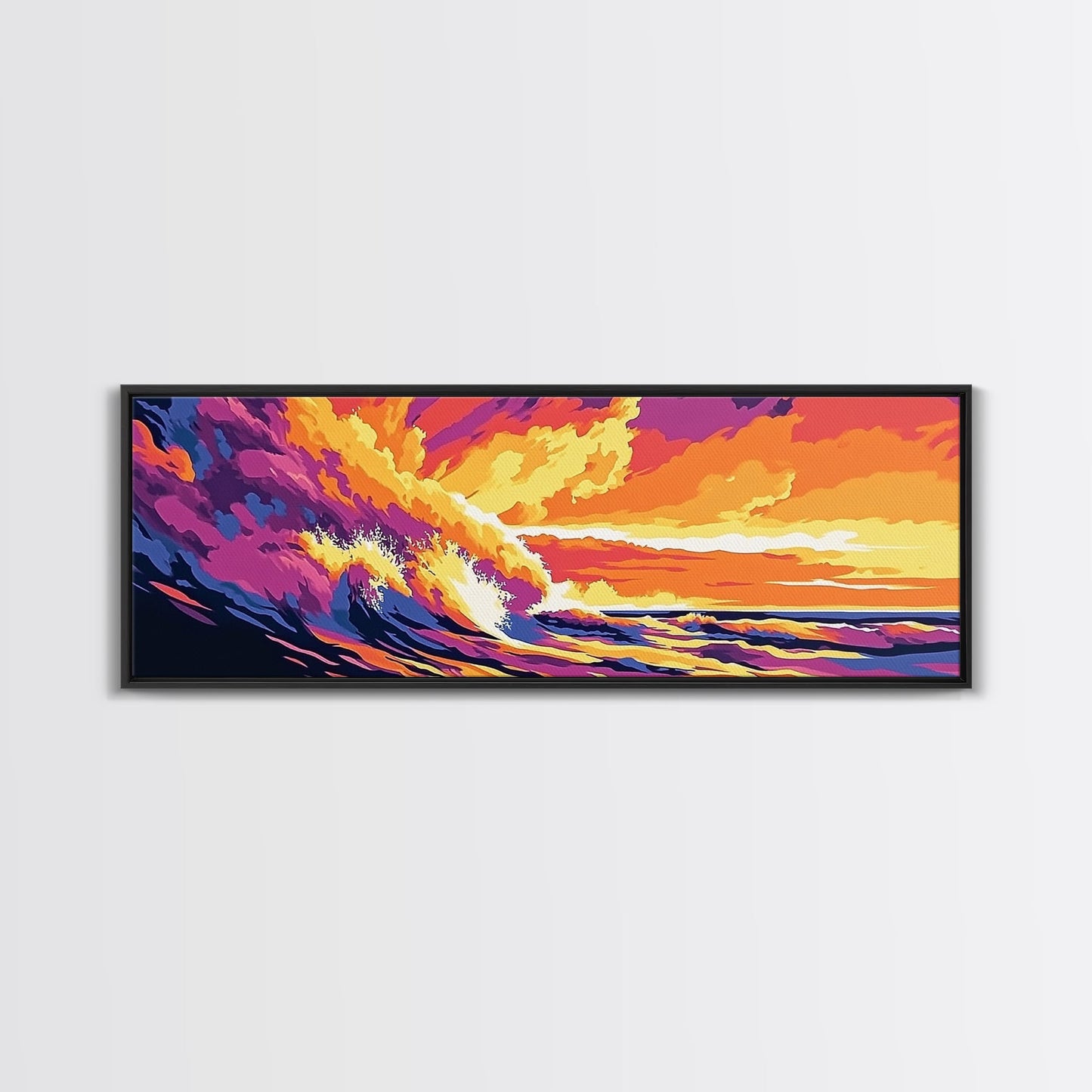 Fiery Wave, Ocean Surf Print, Beach Wall Art, Coastal Sunset, Canvas Print, Vibrant Seascape, Nautical Decor, Surfer Gift, Office Art
