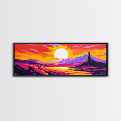 Desert Sunset Art, Western Landscape, Vibrant Canyon Painting, Bold Colorful Scenery, Rustic Wall Decor, Warm Southwest Vibes, Canvas Print