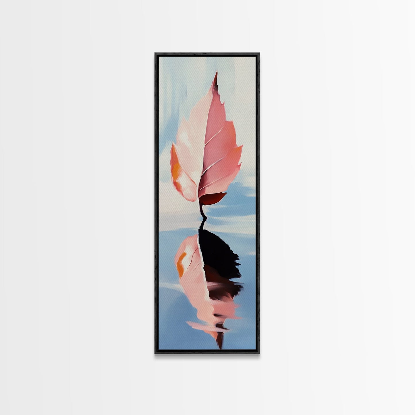 Floating Leaf, Autumn Reflection, Water Stillness, Canvas Print, Fall Wall Art, Minimalist Aesthetic, Tranquil Decor, Nature Inspired