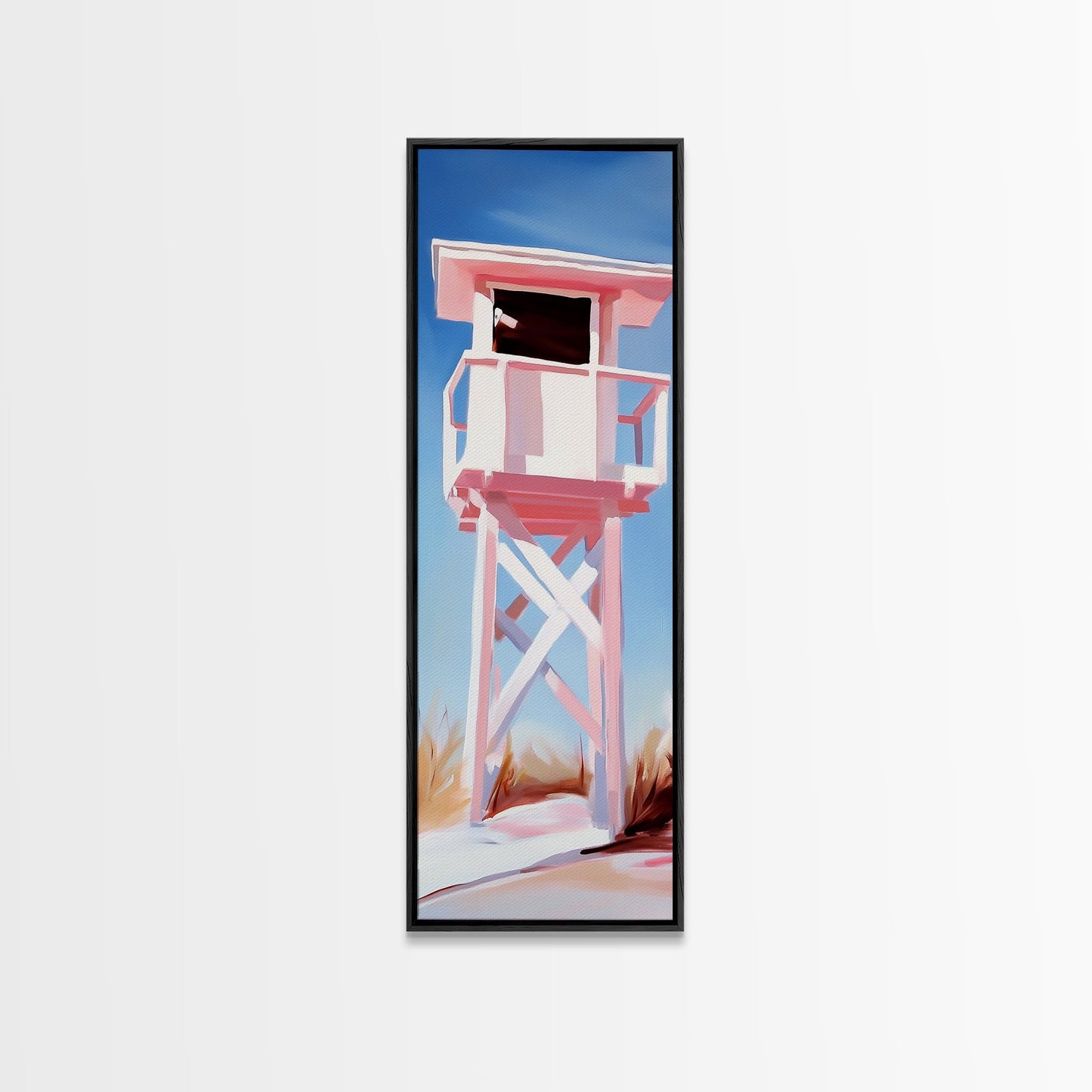 Lifeguard Tower, Beach House Art, Coastal Minimalism, Summer Seascape, Canvas Print, Nautical Theme, Modern Wall Art, Living Room Decor