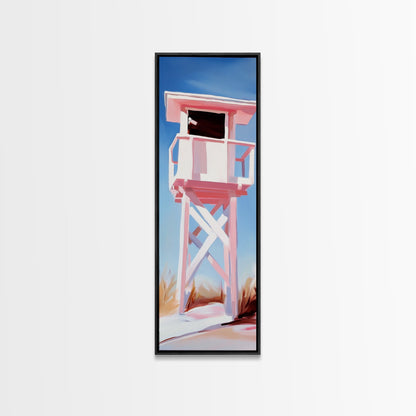 Lifeguard Tower, Beach House Art, Coastal Minimalism, Summer Seascape, Canvas Print, Nautical Theme, Modern Wall Art, Living Room Decor