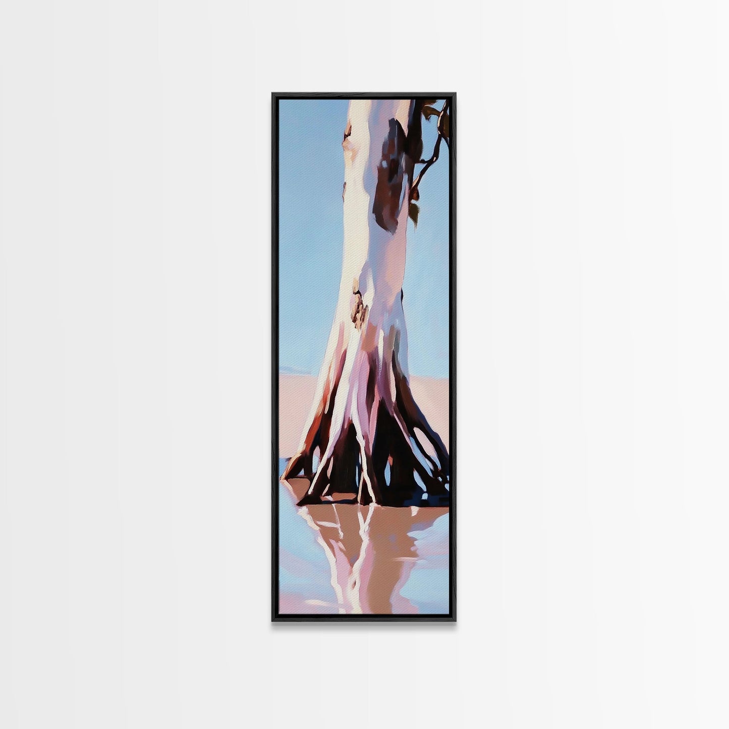 Tree trunk Coastal Home Decor, Blue Sky Painting, Seaside Aesthetic, Living Room Art, Canvas Print, Housewarming Gift