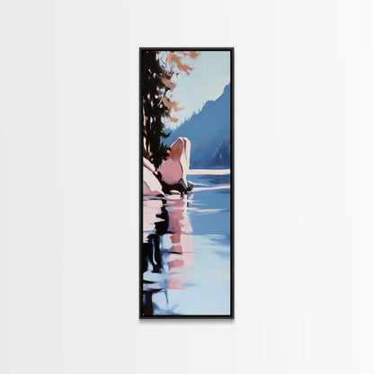 Reflective Landscape, Framed Canvas Print, Surreal Wall Art, Contemporary Home Decor, Living Room Wall Art, Minimalist Coastal Vibes