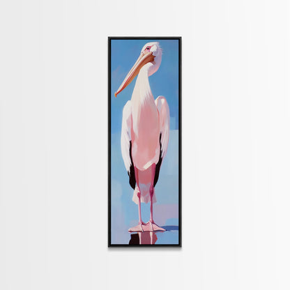 Pelican, Coastal Bird, Modern Beach Art, Nautical Home Decor, Ocean Animal, Boho Wall Art, Seaside Theme, Framed Canvas Print