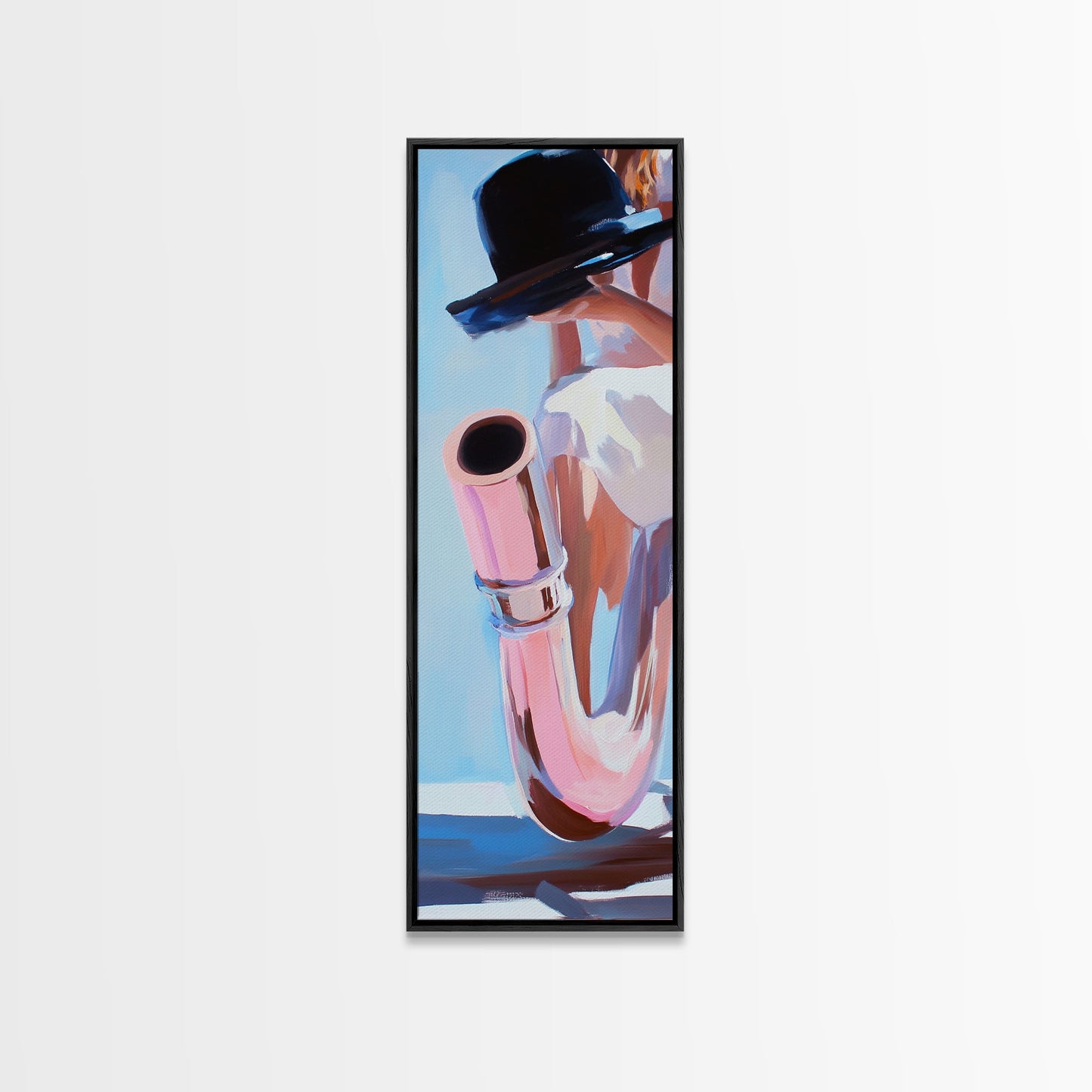 Saxophone, Jazz Music, Artistic Musician Art, Modern Wall Decor, Chic Abstract Painting, Music Room Accent, Framed Canvas Print