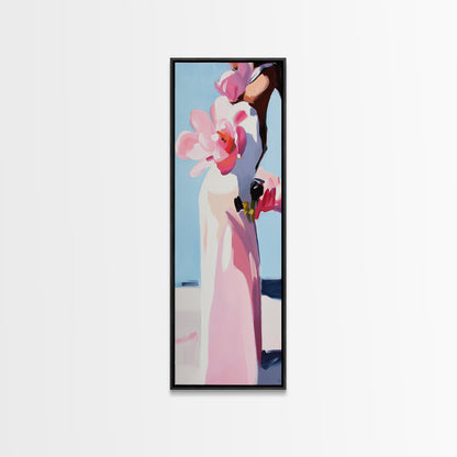 Floral Vase, Pink Magnolia, Modern Impressionist, Canvas Print, Botanical Wall Art, Elegant Decor, Bedroom Art, Feminine Aesthetic