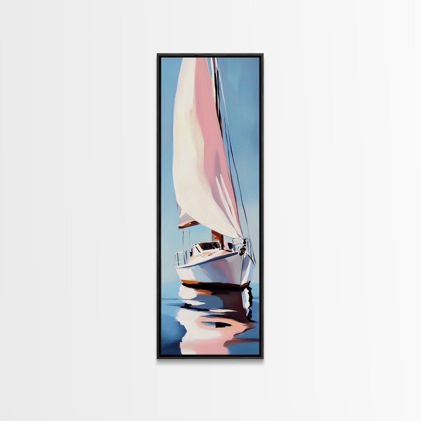 Sailboat Reflection, Nautical Painting, Coastal Wall Art, Canvas Print, Ocean Lover Gift, Modern Seascape, Beach House Decor