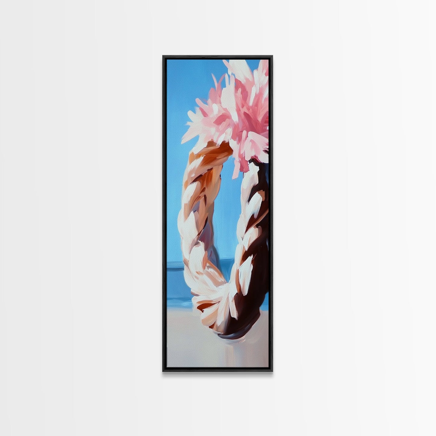 Blumenkranz, Boho-Chic-Kunst, zarte Pastellblumen, feminine Wanddekoration, frühlingshaftes Gemälde, gerahmter Leinwanddruck fürs Schlafzimmer