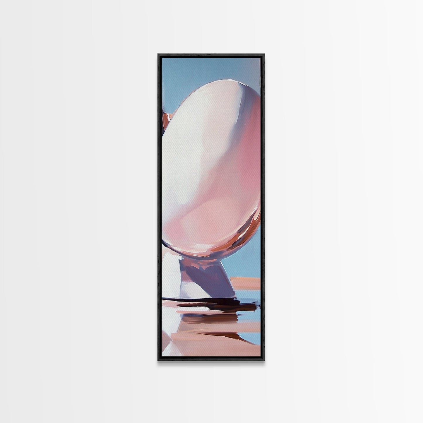Abstract Reflection, Pink, Blue, Modern Art, Minimalist, Surrealist, Contemporary, Stylish, Bedroom, Framed Canvas Print