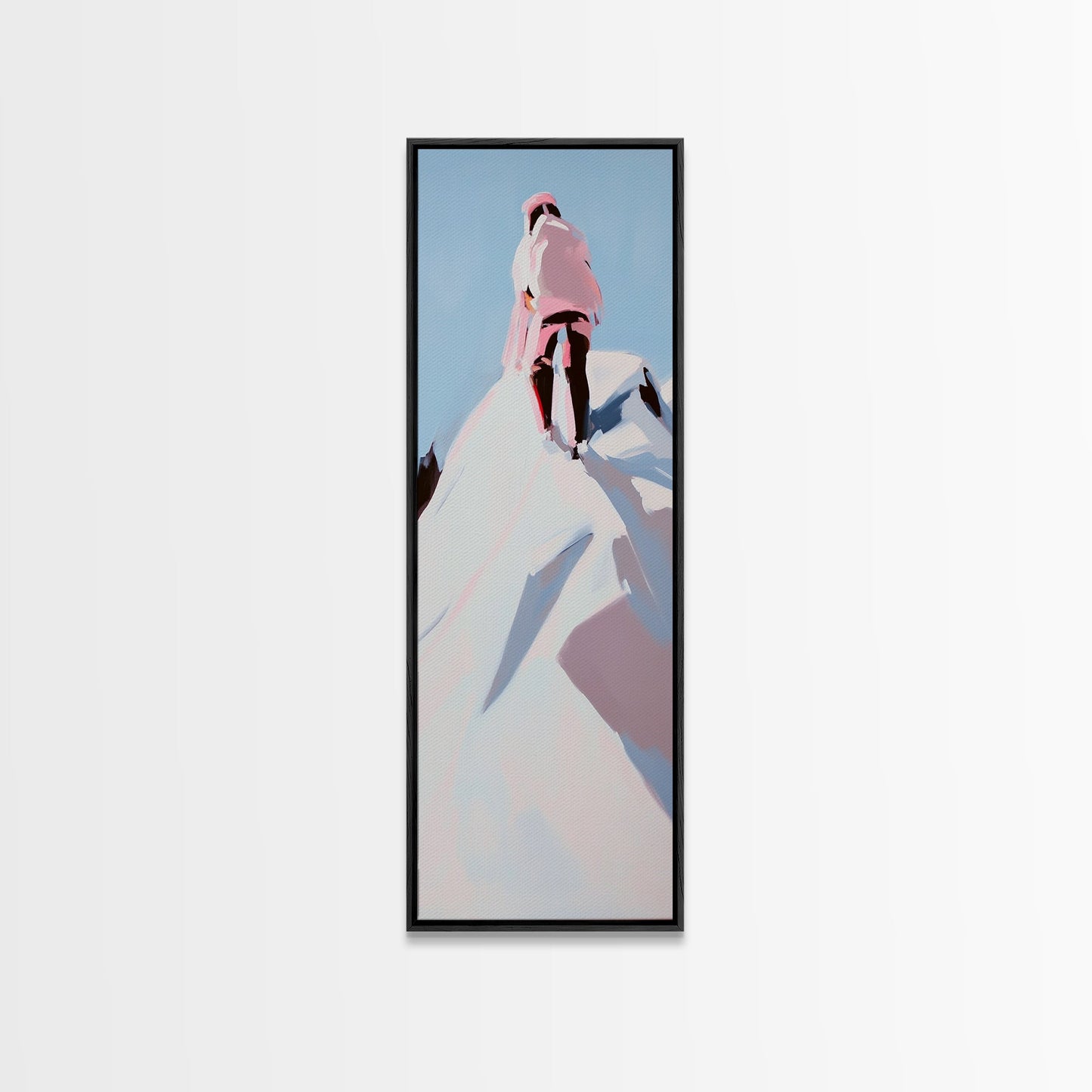 Mountain Climber, Winter Summit, Adventure Art, Framed Canvas Print, Minimalist Decor, Modern Office Art, Inspiring Wall Art, Gift Idea