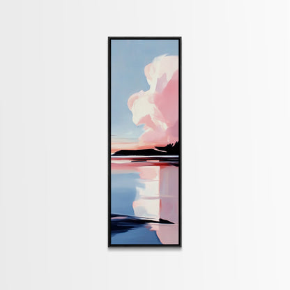 Sunset Reflection, Coastal Wall Art, Abstract Beach Painting, Serene Ocean View, Boho Decor, Canvas Print, Bedroom Wall Art, Office Art