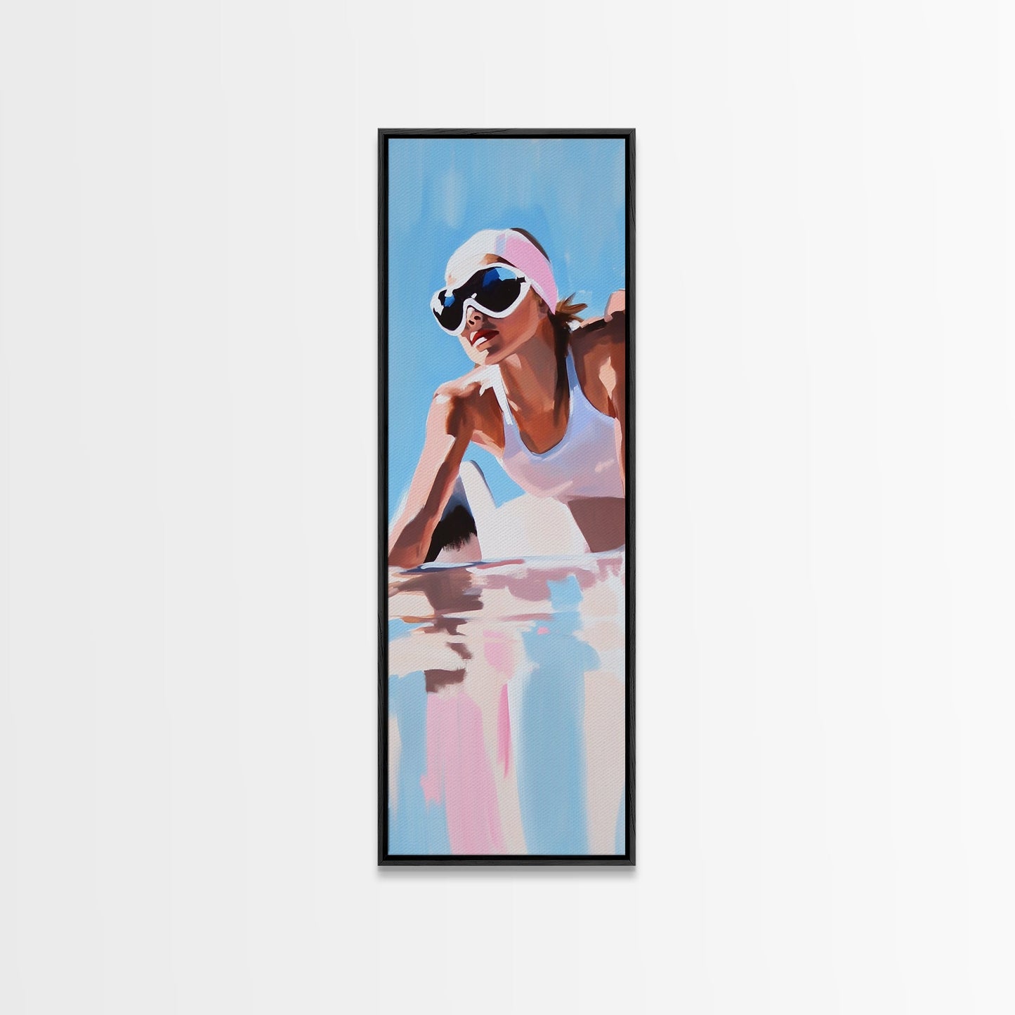 Ski Girl, Winter Adventure, Sporty Aesthetic, Snowy Mountain Art, Outdoor Enthusiast Gift, Framed Canvas Print, Modern Wall Decor