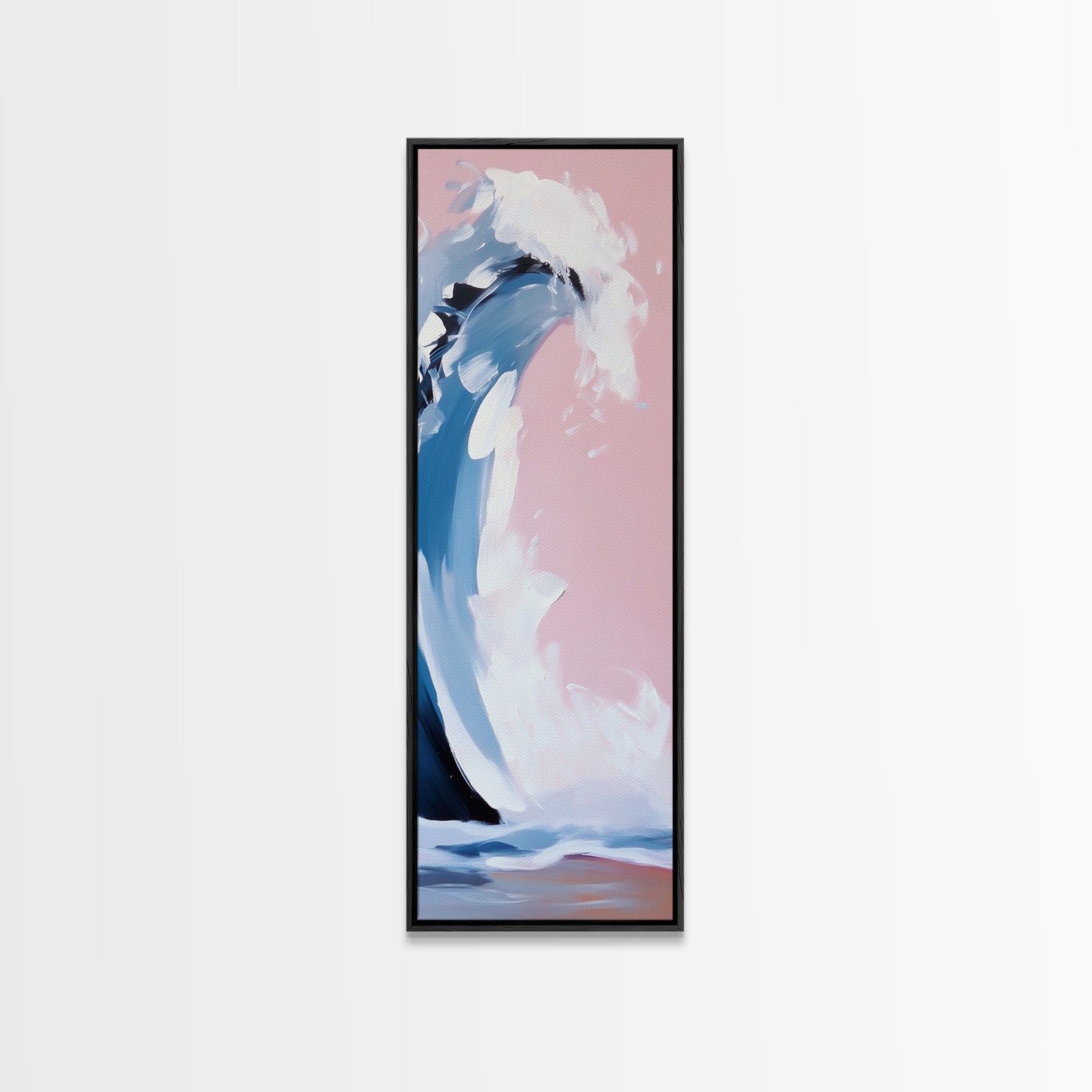 Pink Wave, Surfing Wall Art, Coastal Energy, Abstract Seascape, Ocean Motion, Beach Inspired Framed Canvas Print, Minimalist Home Decor