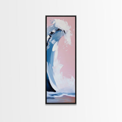 Pink Wave, Surfing Wall Art, Coastal Energy, Abstract Seascape, Ocean Motion, Beach Inspired Framed Canvas Print, Minimalist Home Decor